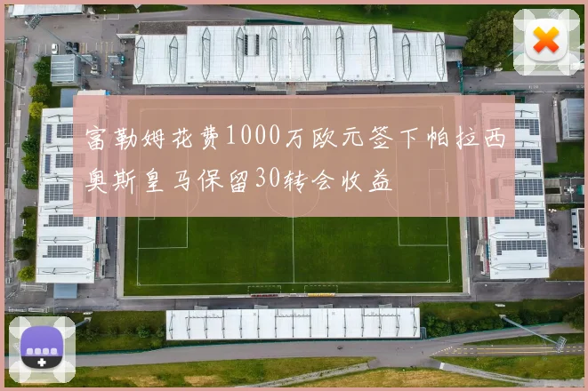 富勒姆花费1000万欧元签下帕拉西奥斯皇马保留30转会收益